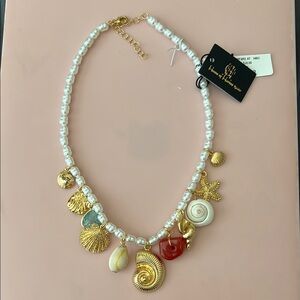 House of Harlow 1960 Gold and White Charm Necklace